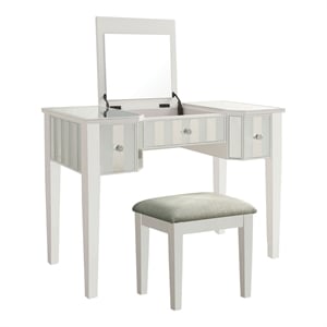 Furniture of America Modaz Wood Flip-Top 3-Piece Vanity Set in White