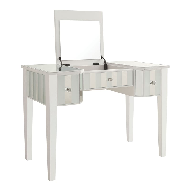 Furniture of America Modaz Wood Flip-Top 3-Piece Vanity Set in White