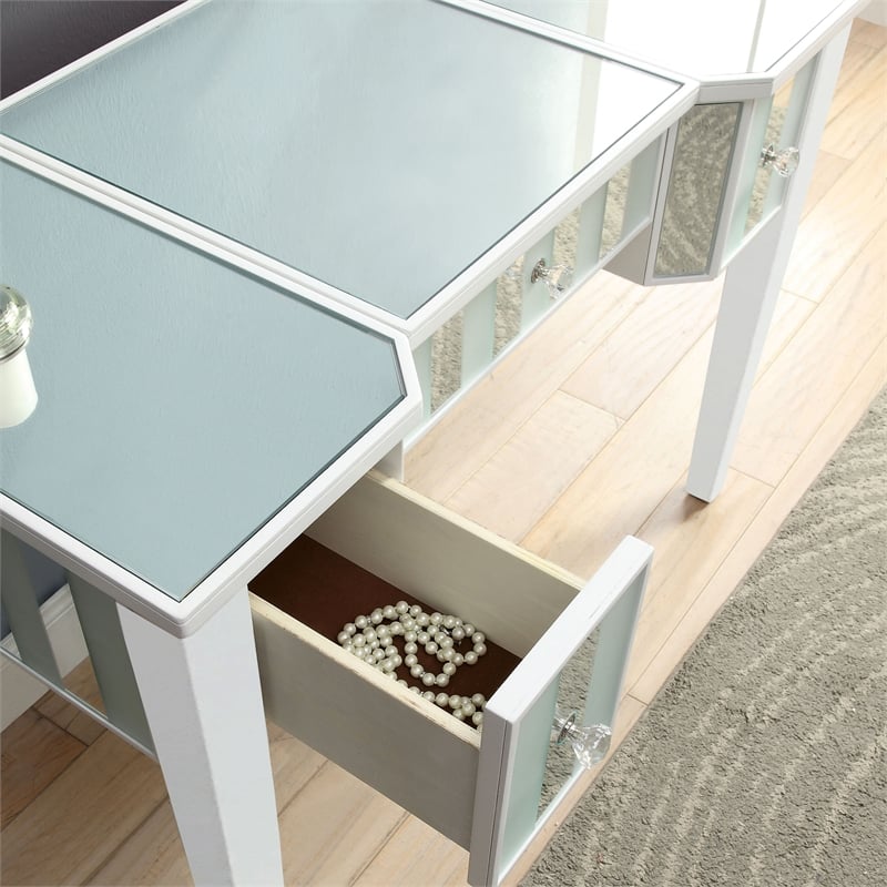 Furniture of America Modaz Wood Flip-Top 3-Piece Vanity Set in White