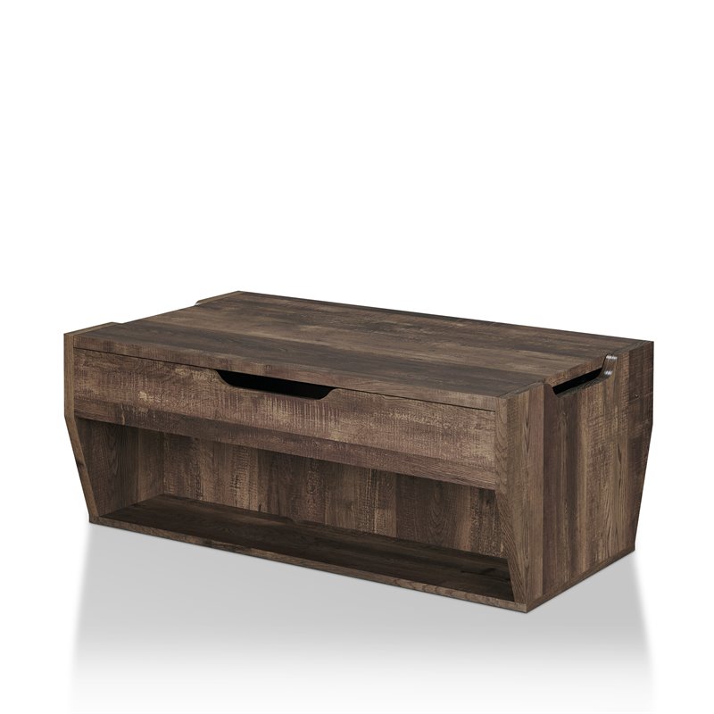 Furniture Of America Edwards Rustic Coffee Table In Reclaimed Oak Furniture Of America Edwards Rustic Coffee Table In Reclaimed Oak