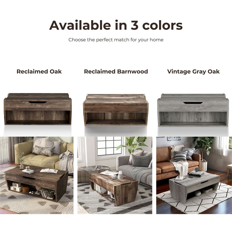 Furniture of America Edwards Wood Lift-Top Coffee Table in Reclaimed Oak