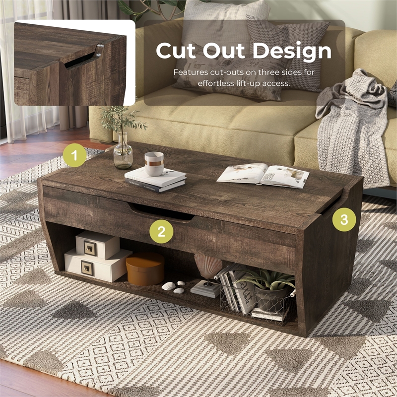 Furniture of America Edwards Wood Lift-Top Coffee Table in Reclaimed Oak