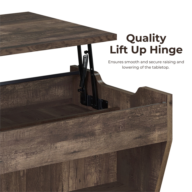 Furniture of America Edwards Wood Lift-Top Coffee Table in Reclaimed Oak