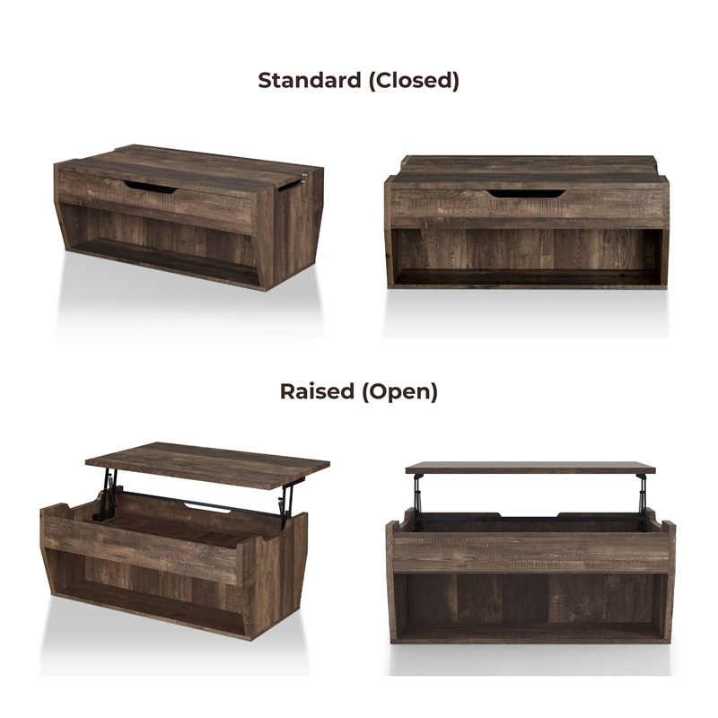 Furniture of America Edwards Wood Lift-Top Coffee Table in Reclaimed Oak