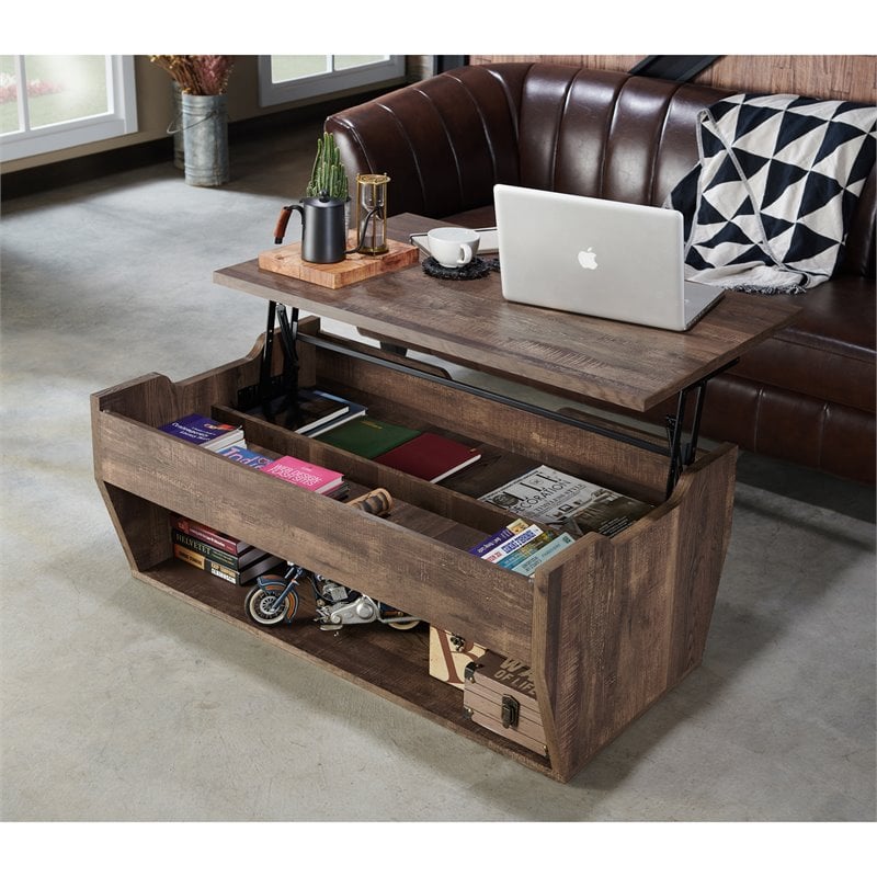 Furniture Of America Edwards Rustic, Reclaimed Wood Coffee Table With Storage
