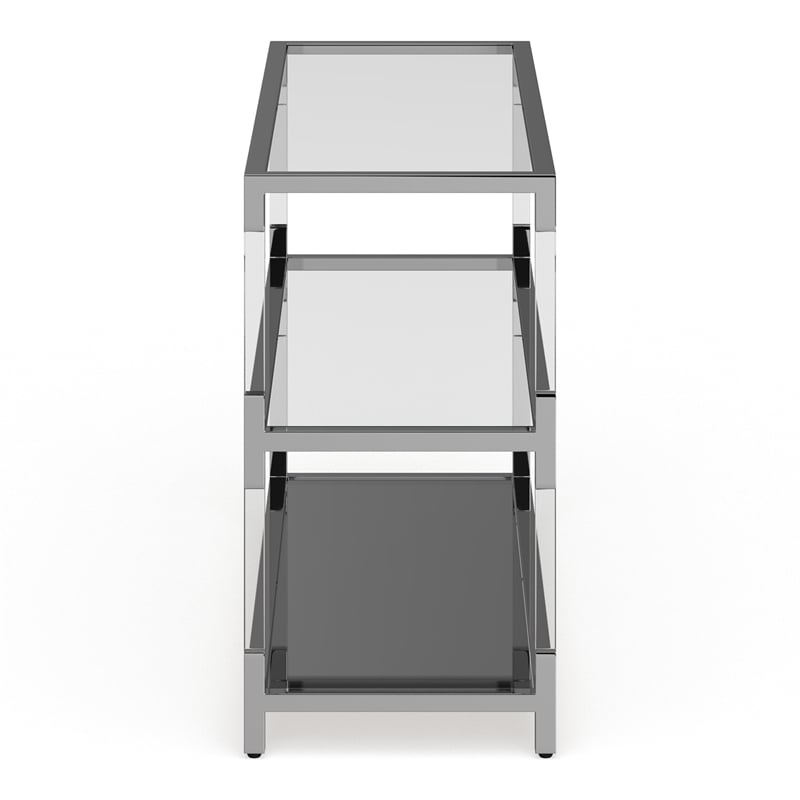 Furniture of America Jask Contemporary Glass 2-Shelf Sofa Table in Chrome