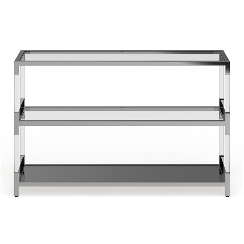 Furniture of America Jask Contemporary Glass 2-Shelf Sofa Table in Chrome