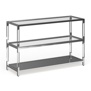 furniture of america jask contemporary glass 2-shelf sofa table in chrome