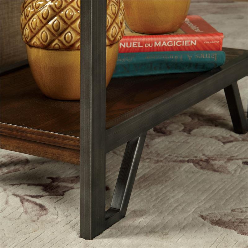 Furniture of America Balcon Rustic Wood 1-Drawer Side Table in Oak