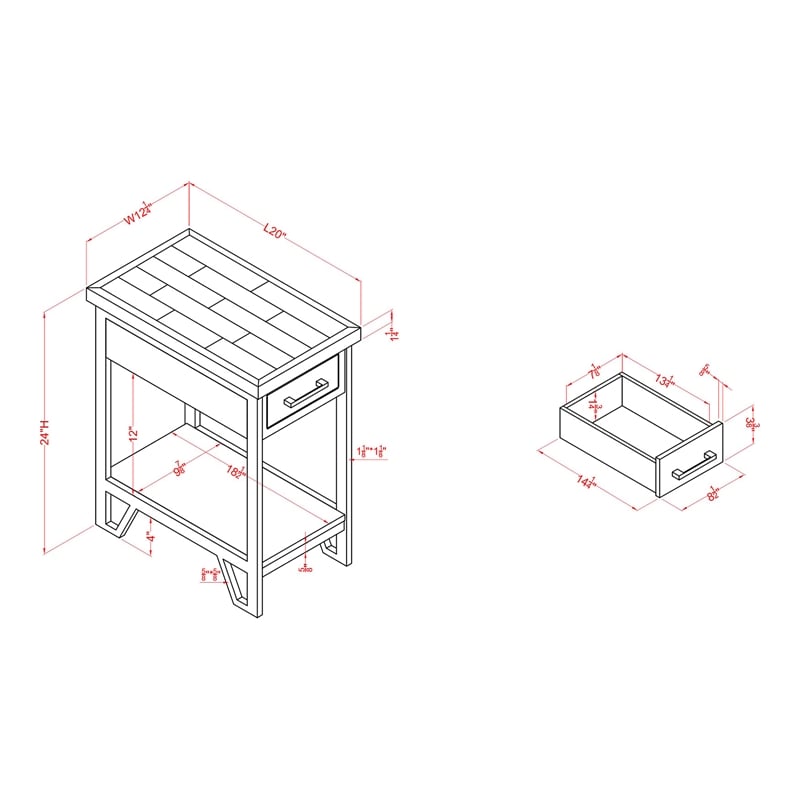 Furniture of America Balcon Rustic Wood 1-Drawer Side Table in Oak