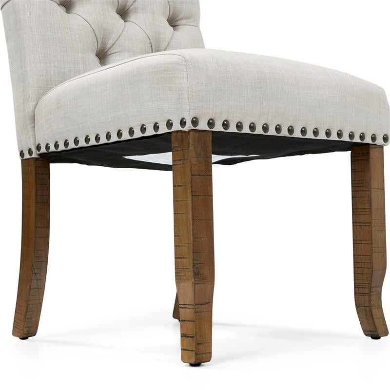 Furniture of America Liston Fabric Tufted Dining Chair in Ivory (Set of 2)