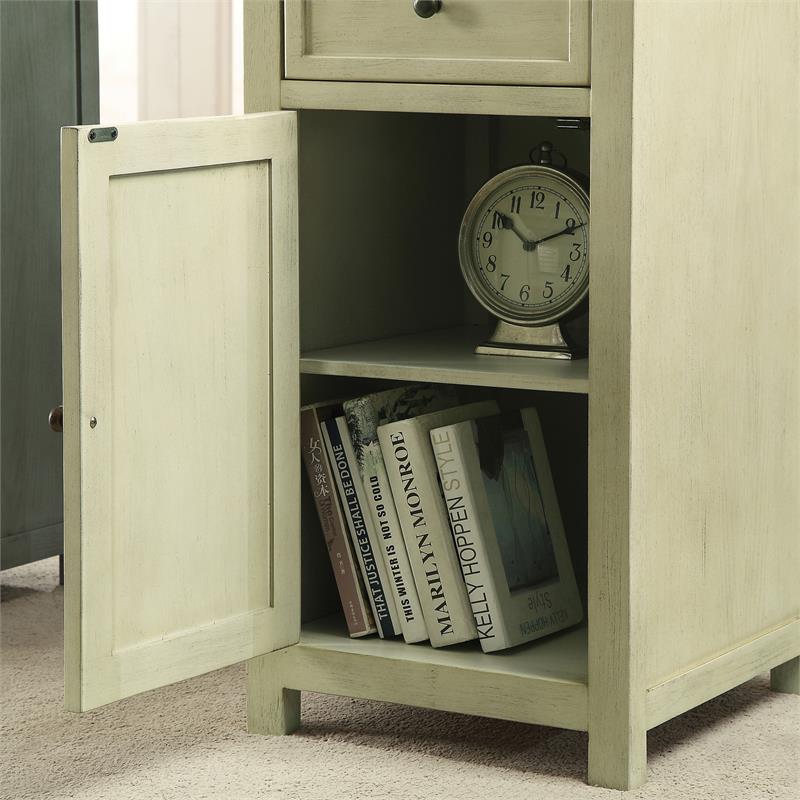 Furniture of America Jennifer Wood 1-Drawer Side Table in Antique White