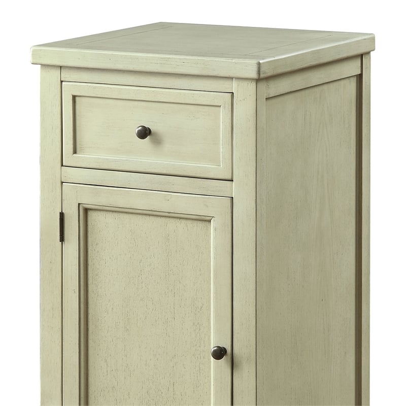 Furniture of America Jennifer Wood 1-Drawer Side Table in Antique White