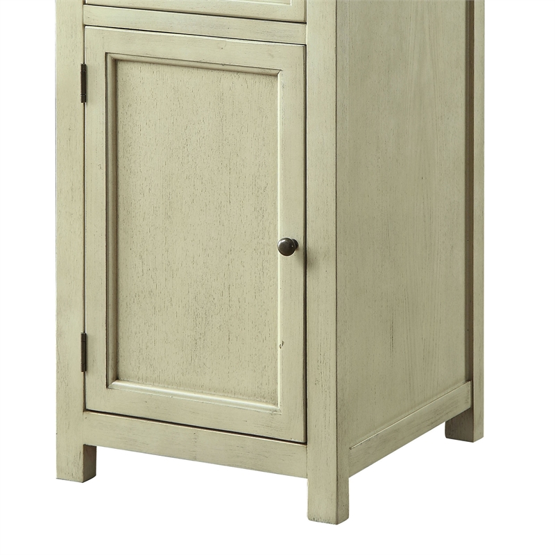 Furniture of America Jennifer Wood 1-Drawer Side Table in Antique White