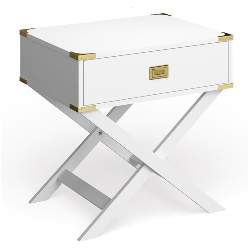 Furniture of America Nenol Contemporary Wood X-Shape Legs End Table in White
