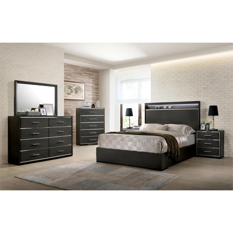 Furniture Of America Henly Contemporary Wood 5 Drawer Chest In Warm Gray Idf 7589c