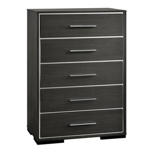 furniture of america henly contemporary wood 5-drawer chest in warm gray