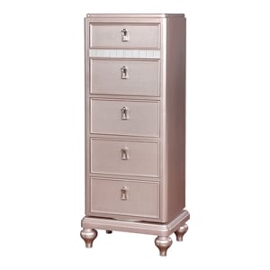 Furniture of America Appell Wood Swivel Chest with Mirror in Rose Gold
