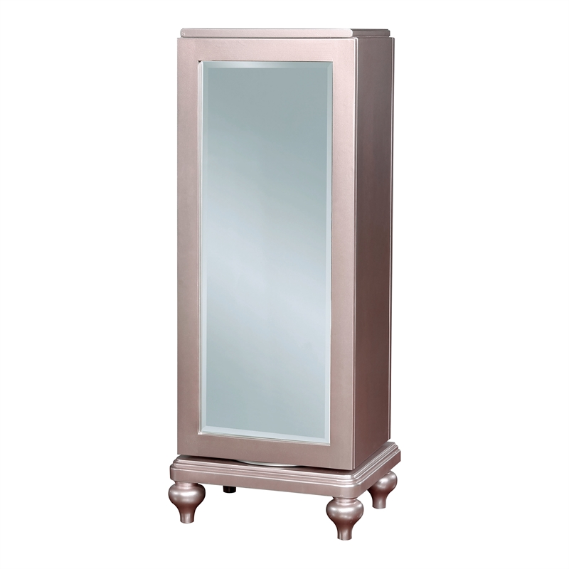 Furniture of America Appell Wood Swivel Chest with Mirror in Rose Gold