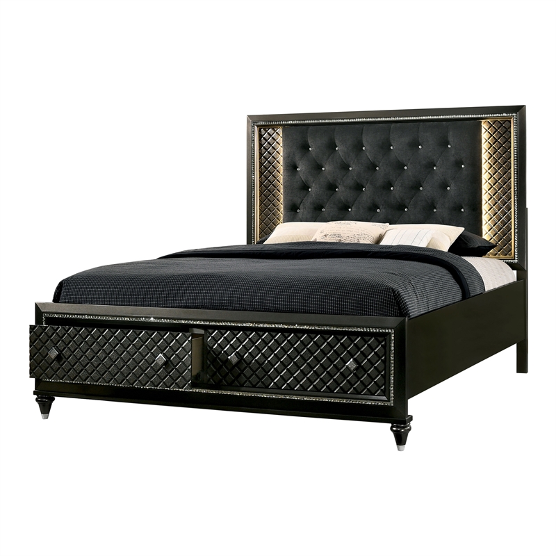 Furniture of America Braylene Wood Cal King Bed with LED Light in