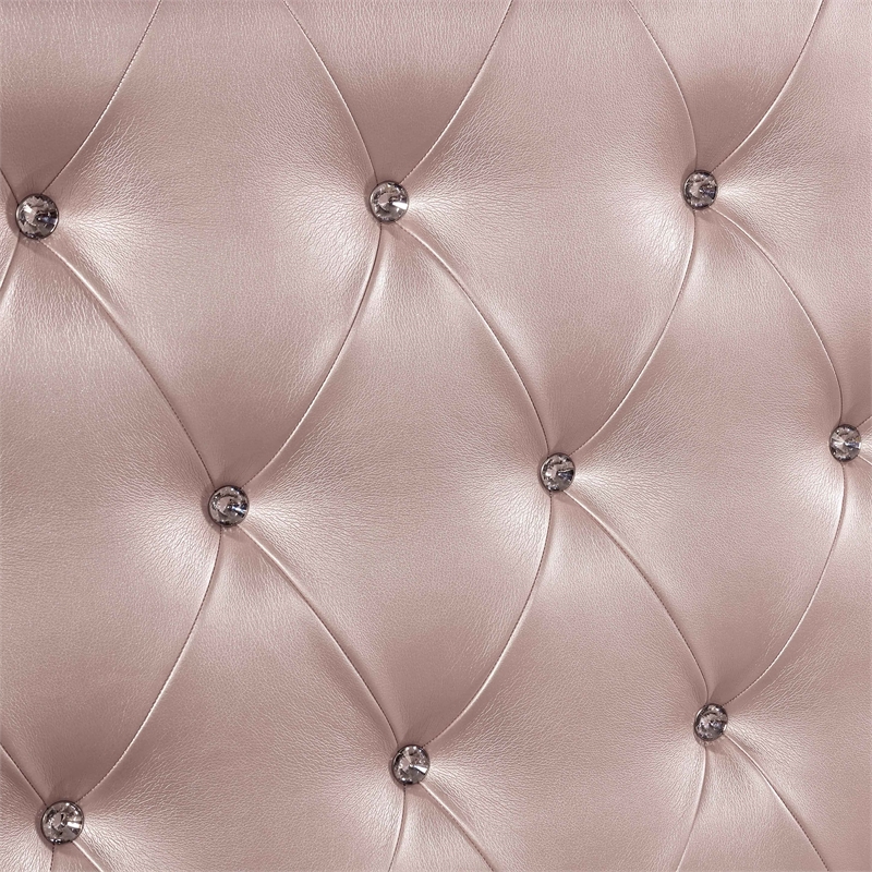 Furniture of America Appell Solid Wood Tufted Queen Panel Bed in Rose Gold