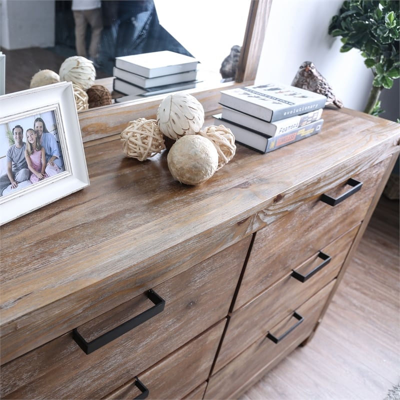 Furniture of America Russ Rustic Wood 6-Drawer Dresser in Weathered Light Oak