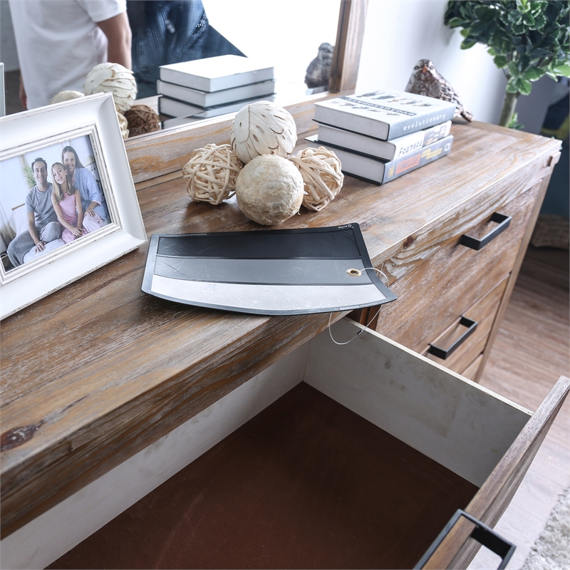 Furniture of America Russ Rustic Wood 6-Drawer Dresser in Weathered Light Oak