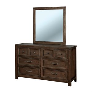 furniture of america jexter 6 drawer transitional soild wood double dresser in dark oak