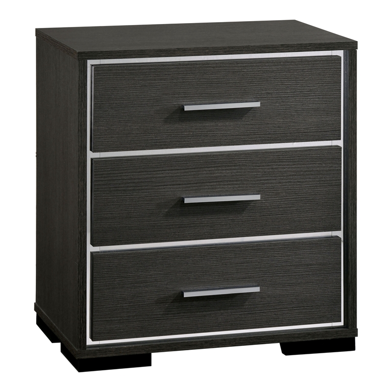 Furniture of America Henly Contemporary Wood 3-Drawer Nightstand in Warm Gray