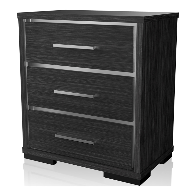 Furniture of America Henly Contemporary Wood 3-Drawer Nightstand in Warm Gray