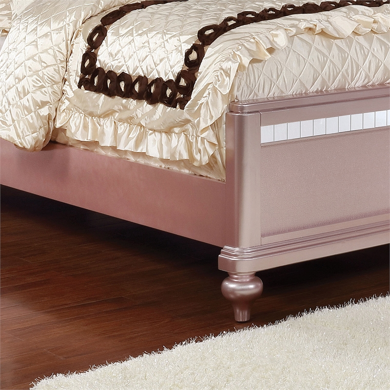 Furniture of America Appell Solid Wood Tufted Full Panel Bed in Rose Gold