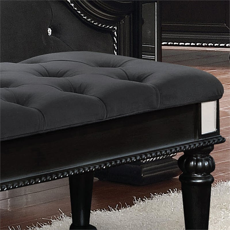 Furniture of America Viktoria Traditional Wood Tufted Bedroom Bench in Black