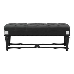 Furniture of America Viktoria Traditional Wood Tufted Bedroom Bench in Black