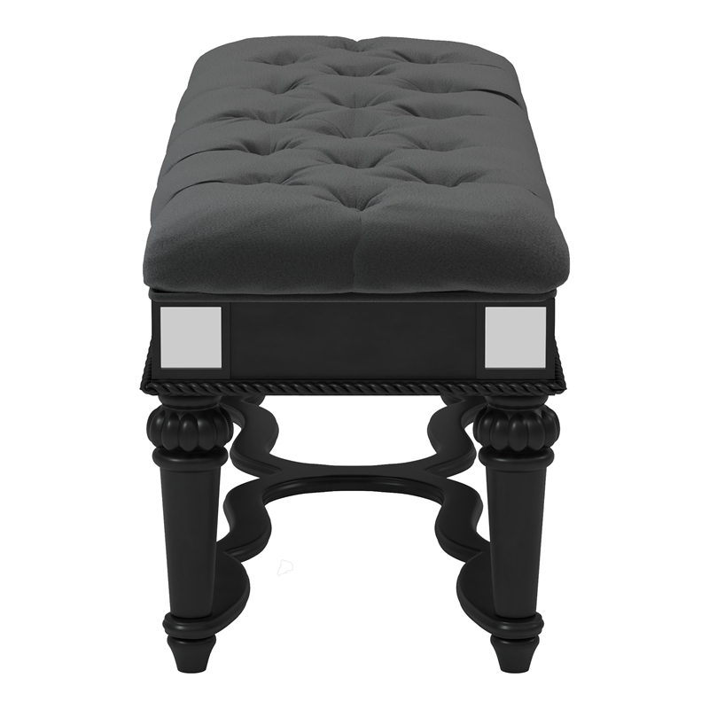 Furniture of America Viktoria Traditional Wood Tufted Bedroom Bench in Black