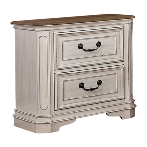 furniture of america mayves wood 2-drawer nightstand in antique white