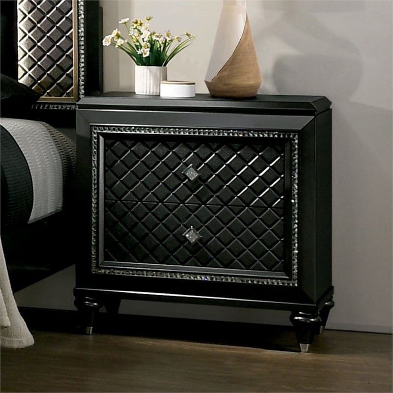 Furniture of America Braylene Contemporary Wood Nightstand in Metallic Gray
