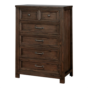 furniture of america jexter 5 drawer transitional solid wood chest