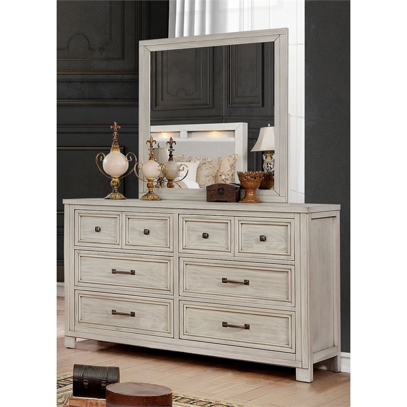 Furniture of America Jexter Transitional Wood 6-Drawer Dresser in Antique White