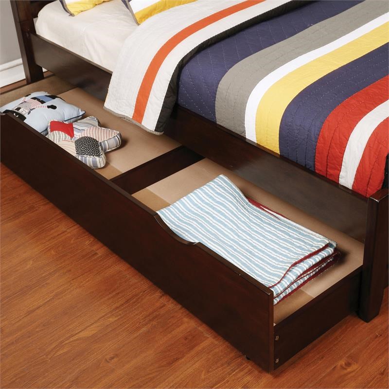 Furniture of America Gamora Solid Wood Trundle in Brown Cherry