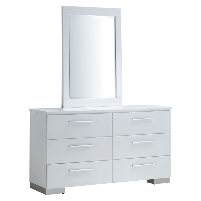Furniture of America Krister 2-Piece Solid Wood Dresser and Mirror in White