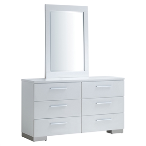 furniture of america krister 6 drawer contemporary solid wood double dresser in glossy white