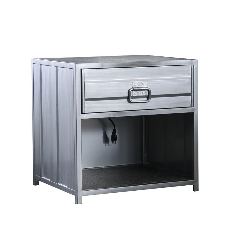 Silver deals metal nightstand