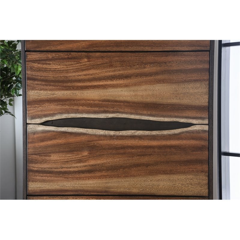 Furniture of America Trippen Rustic Wood 4-Drawer Chest in Dark Oak