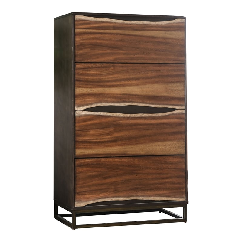 Furniture of America Trippen Rustic Wood 4-Drawer Chest in Dark Oak