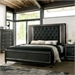 Furniture of America Braylene Wood Tufted Panel Queen Bed in Metallic Gray