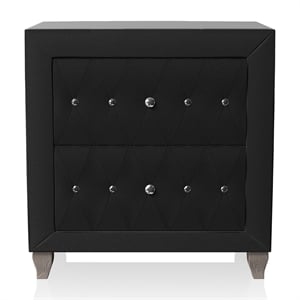 furniture of america serena 2 drawer transitional flannelette fabric tufted nightstand