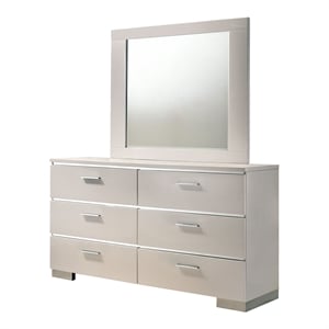 Furniture of America Quaker Contemporary Wood Dresser and Mirror in White