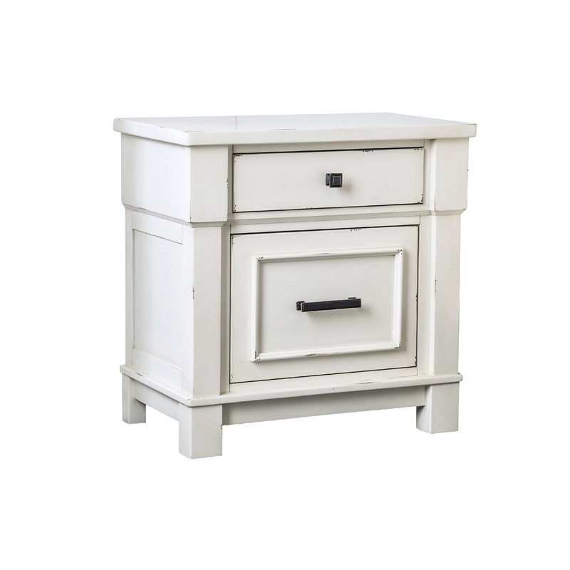 Furniture Of America Milton Transitional Wood Nightstand In Antique White Idf 7562n