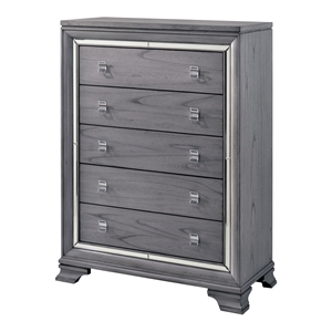 furniture of america hariston contemporary wood 5-drawer chest in light gray