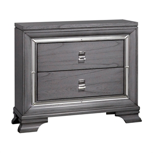 furniture of america hariston solid wood 2-drawer nightstand in light gray